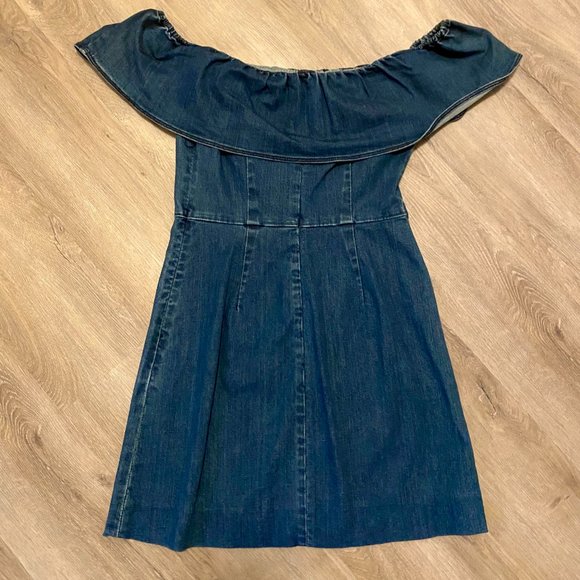 Kendall & Kylie Off-the-Shoulder Ruffle Mini Dress, Dark Rinse - Picture 4 of 4